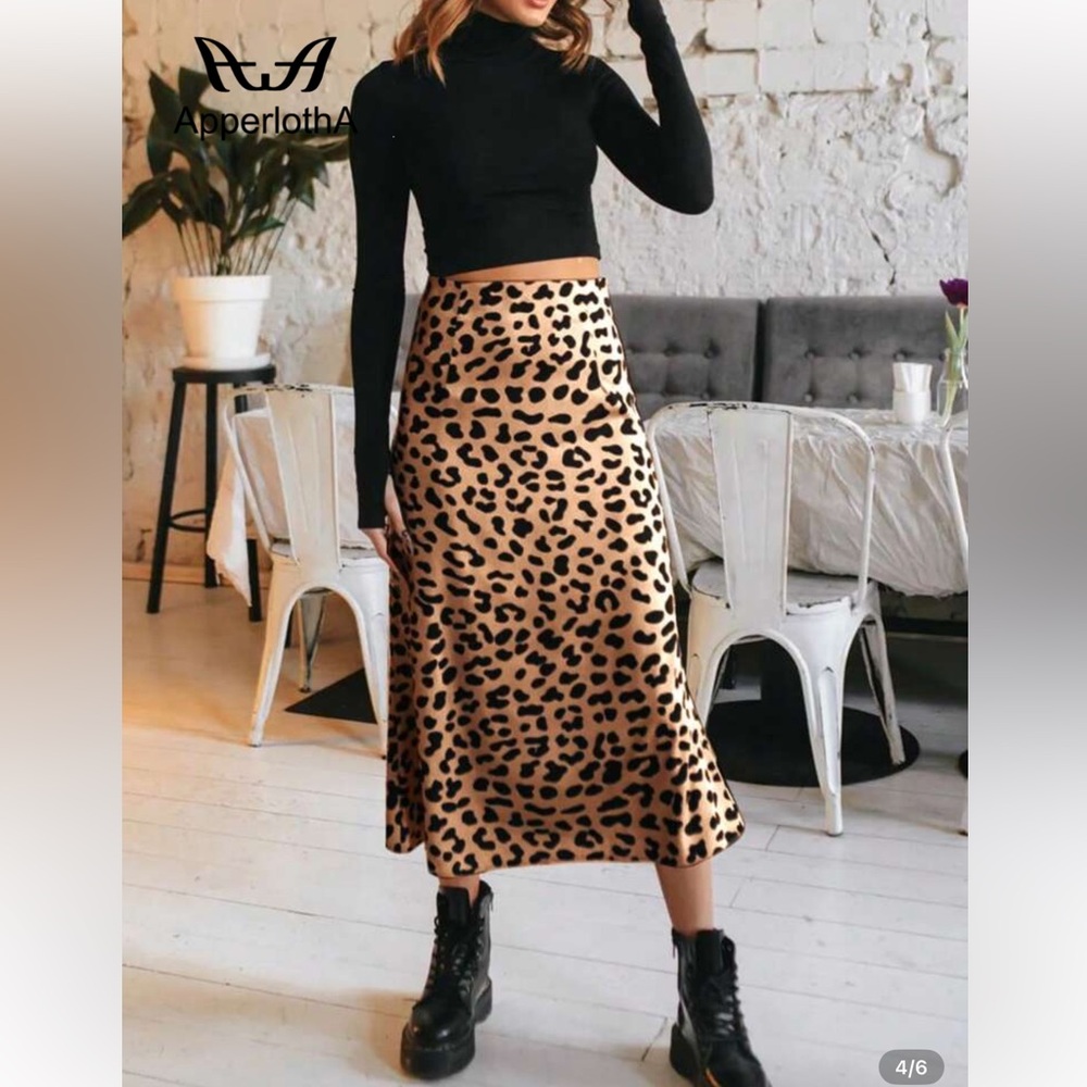 GAP Leopard Print Brown Skirt size S - Picture 2 of 10